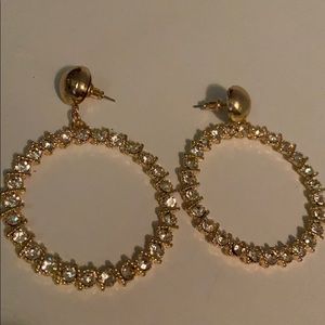Gold and crystal hoop earrings